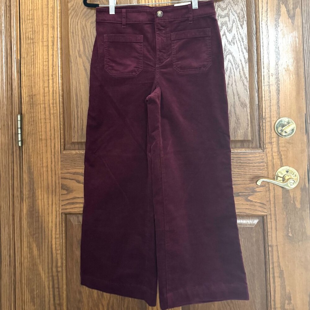 Loft Petite Palmer Wide Leg Pants - Garnet Brushed Corduroy - Size 4